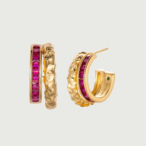 Ruby Channel Set Hoop Earrings