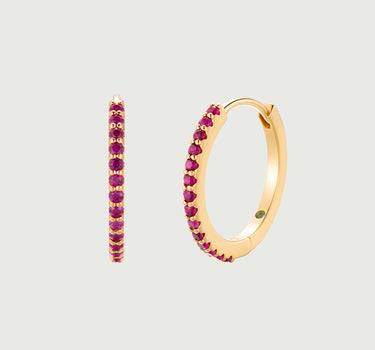 Ruby Pave Huggie Hoop Earrings