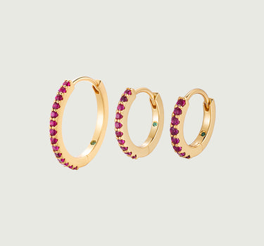 Ruby Pave Huggie Hoop Earrings