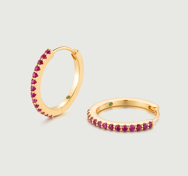 Ruby Pave Huggie Hoop Earrings