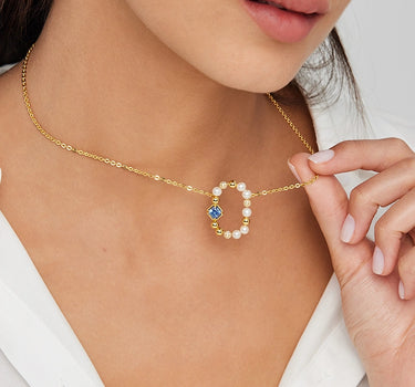 Sapphire Rectangle Charm Necklace