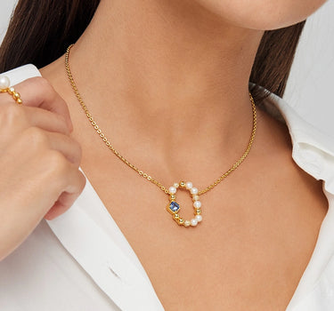 Sapphire Rectangle Charm Necklace