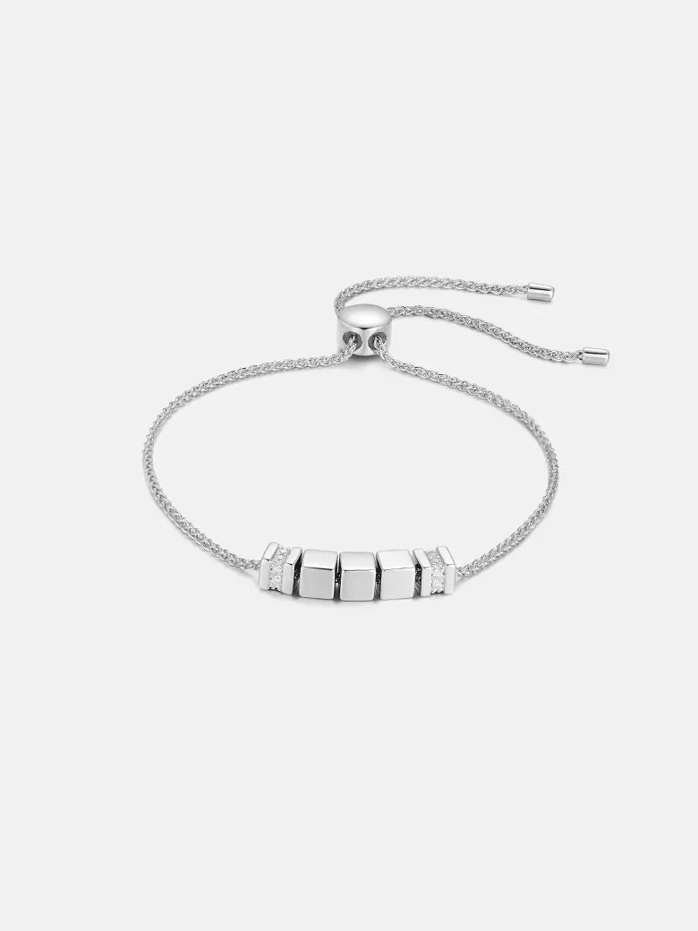 Silver Dice Engravable Friendship Bracelet