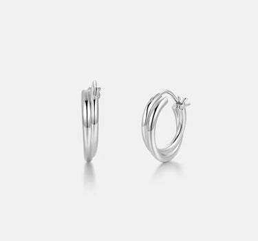 Silver Double Hoop Earrings-obyjewelry