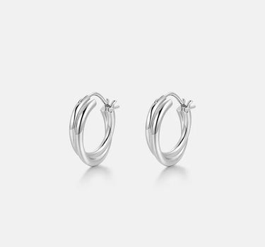 Silver Double Hoop Earrings-obyjewelry