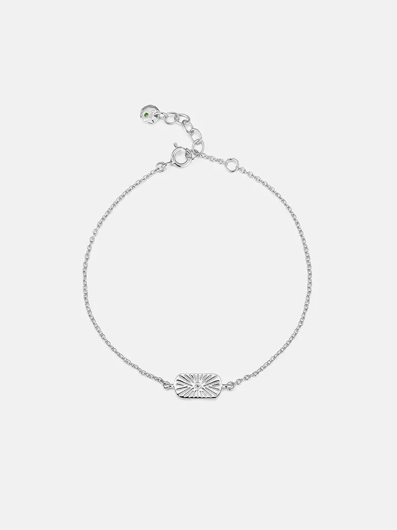 Silver Stellar Birthstone Engravable Bracelet