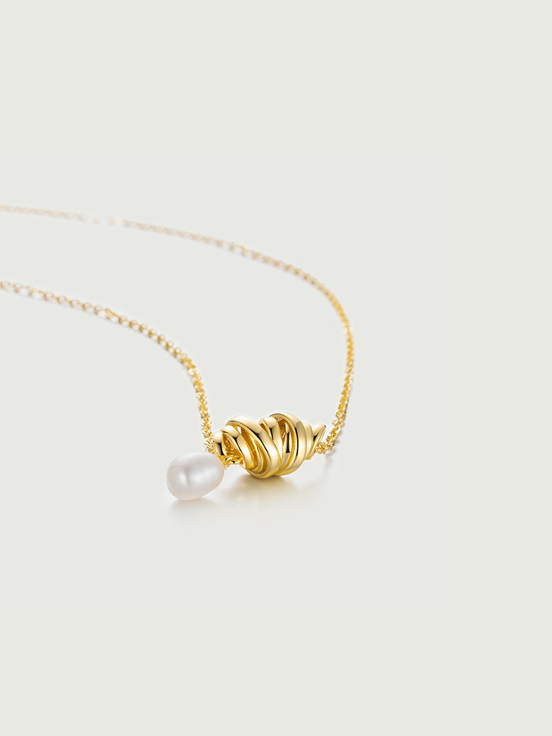 Slideable Baroque Pearl Croissant Necklace