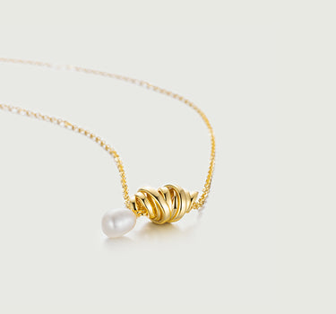 Slideable Baroque Pearl Croissant Necklace