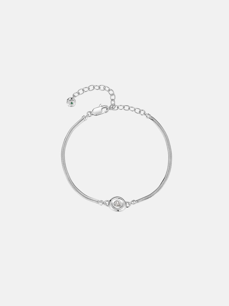 Solitaire Silver Snake Chain Bracelet