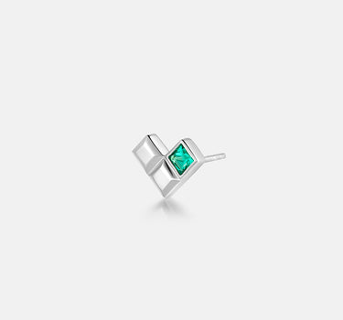 Sqaure Heart Silver Stud Earrings-obyjewelry