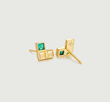 Sqaure Heart Stud Earrings-obyjewelry