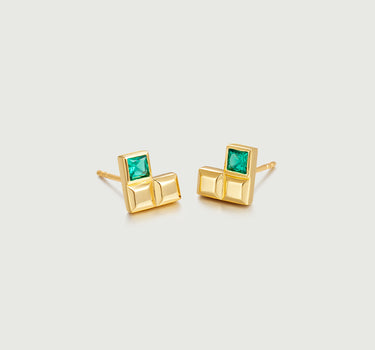 Sqaure Heart Stud Earrings-obyjewelry