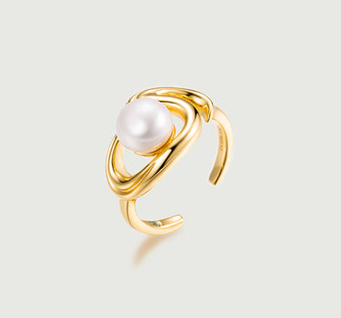 Rococo Squiggle Pearl Stacking Open Ring