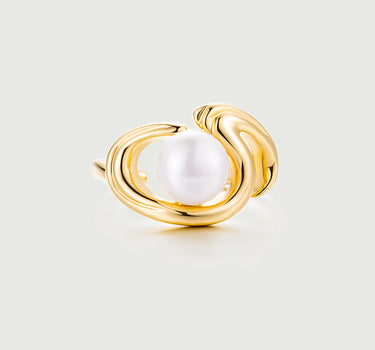 Rococo Squiggle Pearl Stacking Open Ring