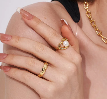Rococo Squiggle Pearl Stacking Open Ring