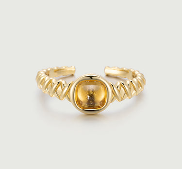 Sugarloaf Cut Citrine Open Ring