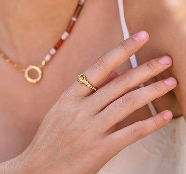 Sugarloaf Cut Citrine Open Ring