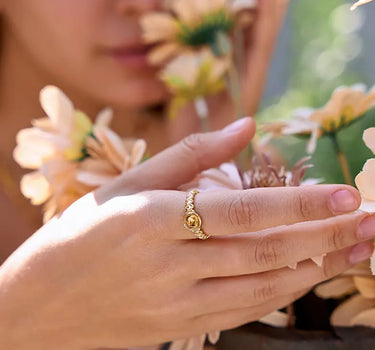 Sugarloaf Cut Citrine Open Ring