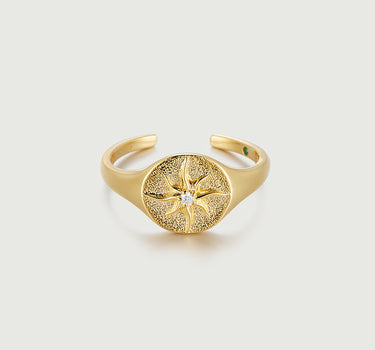 Diamond Sun Signet Ring-obyjewelry