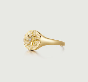 Diamond Sun Signet Ring-obyjewelry