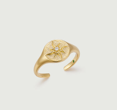 Diamond Sun Signet Ring-obyjewelry