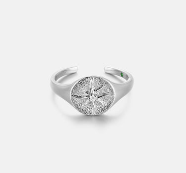 Diamond Sun Signet Silver Ring-obyjewelry