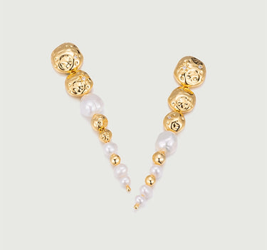 Texture Array Pearl Drop Stud Earrings
