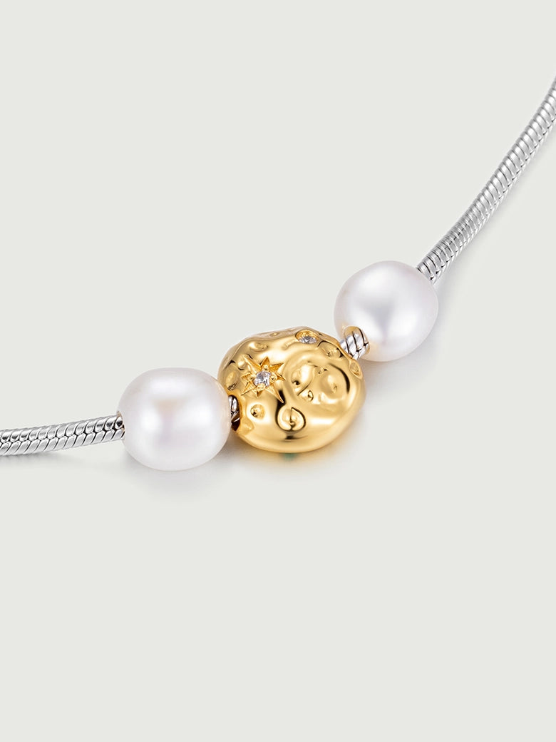 Texture Diamond Pearl Necklace