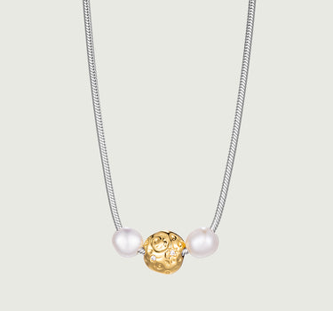 Texture Diamond Pearl Necklace