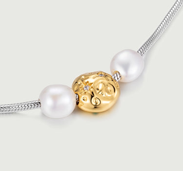 Texture Diamond Pearl Necklace