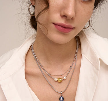 Texture Diamond Pearl Necklace