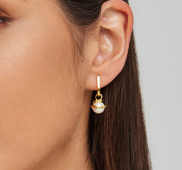 Thorns Pearl Huggie Earrings