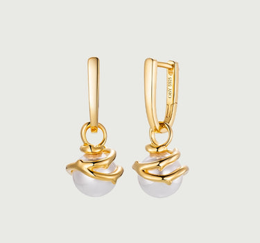 Thorns Pearl Huggie Earrings