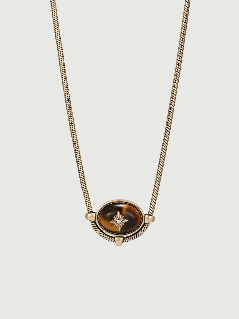 Tiger Eye Signature Charm Necklace-obyjewelry