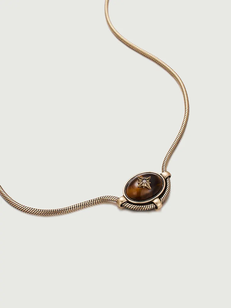 Tiger Eye Signature Charm Necklace-obyjewelry