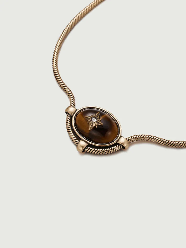 Tiger Eye Signature Charm Necklace-obyjewelry