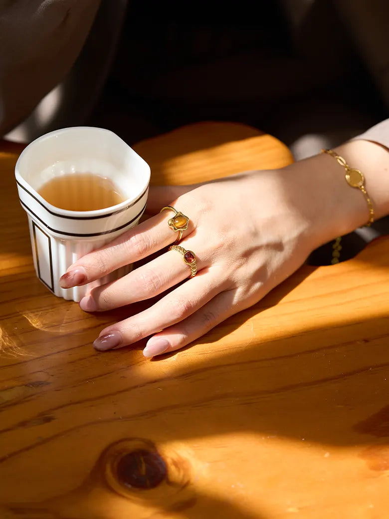 Tiger Eyes Stacking Open Ring