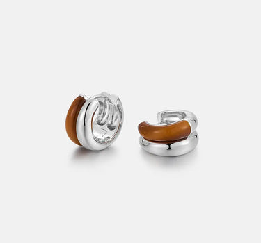 Tiger’s Eye Duo Hoop Silver Earrings