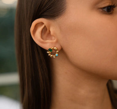 Totem gemstone circle earrings