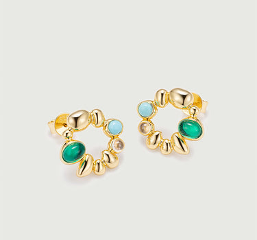 Totem gemstone circle earrings