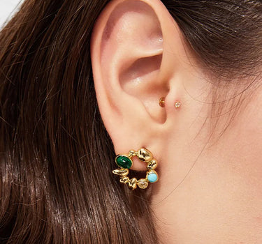 Totem gemstone circle earrings