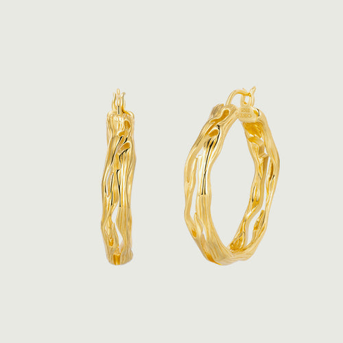 Tree Bark Textured Hoop Earrings