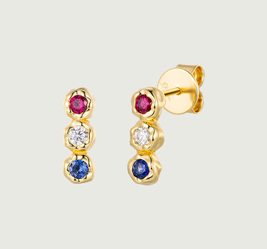 Triple Gemstone Studs