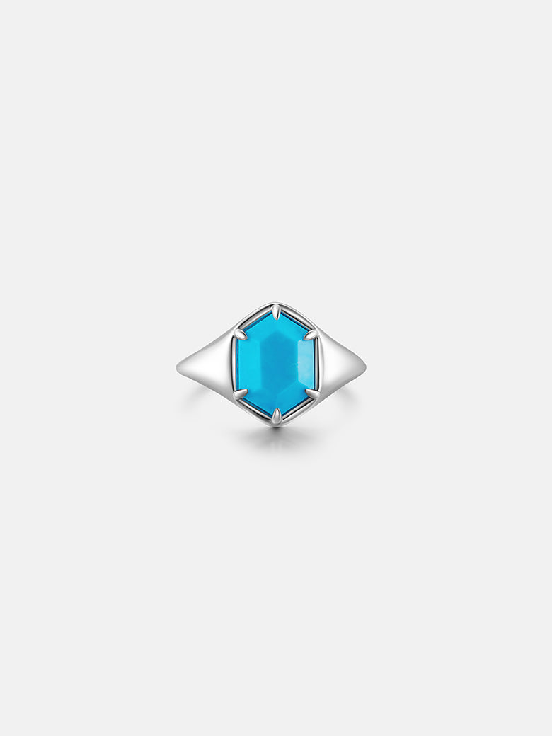 Turquoise Hexagon Signet Ring