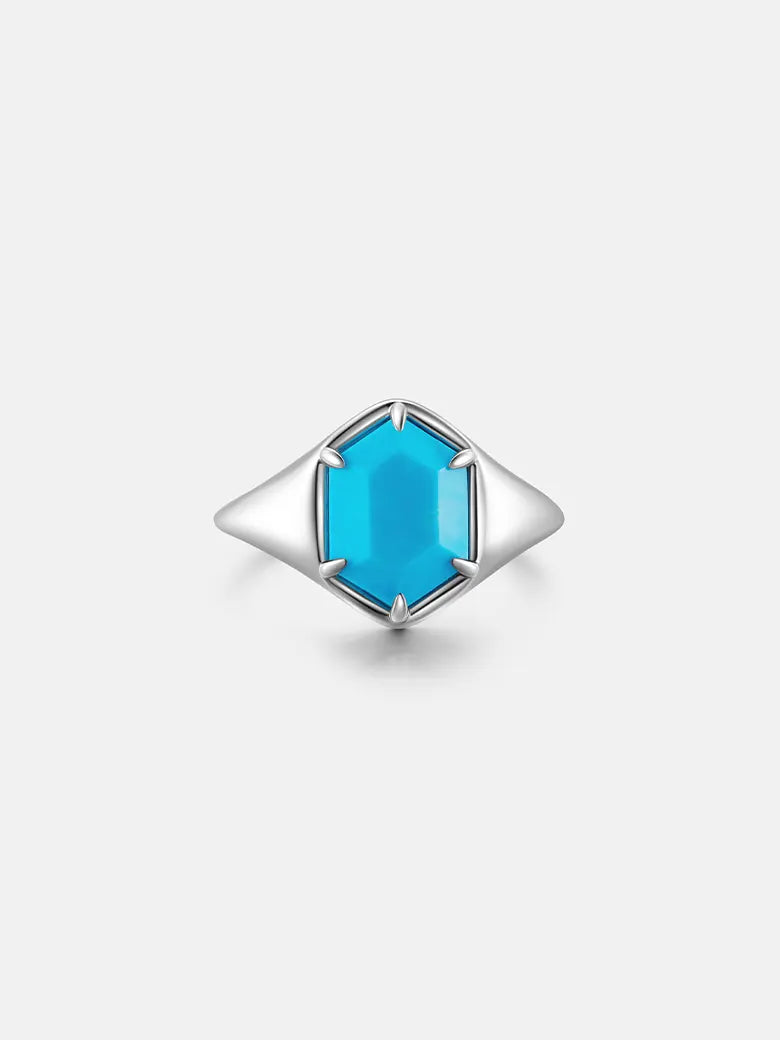 Turquoise Hexagon Signet Ring