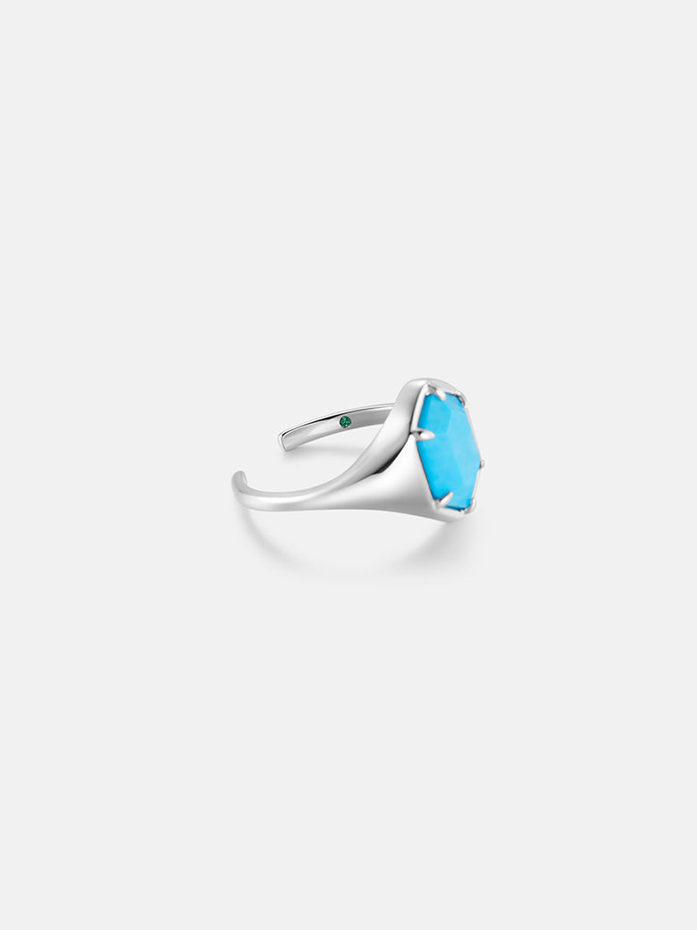 Turquoise Hexagon Signet Ring