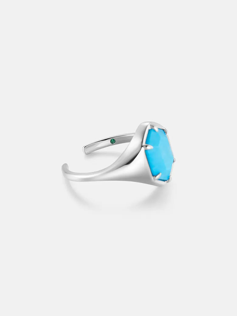 Turquoise Hexagon Signet Ring