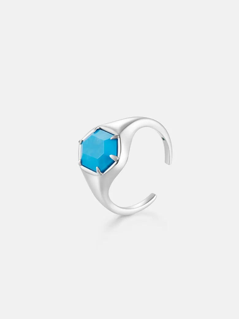 Turquoise Hexagon Signet Ring