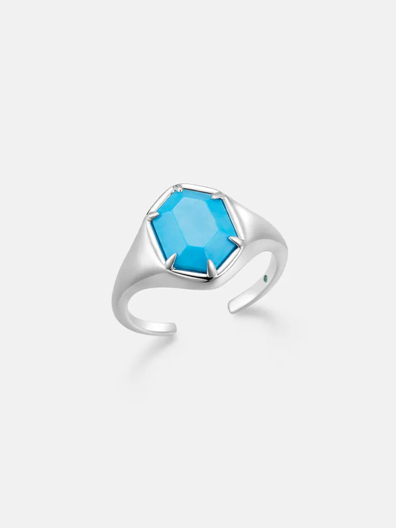 Turquoise Hexagon Signet Ring