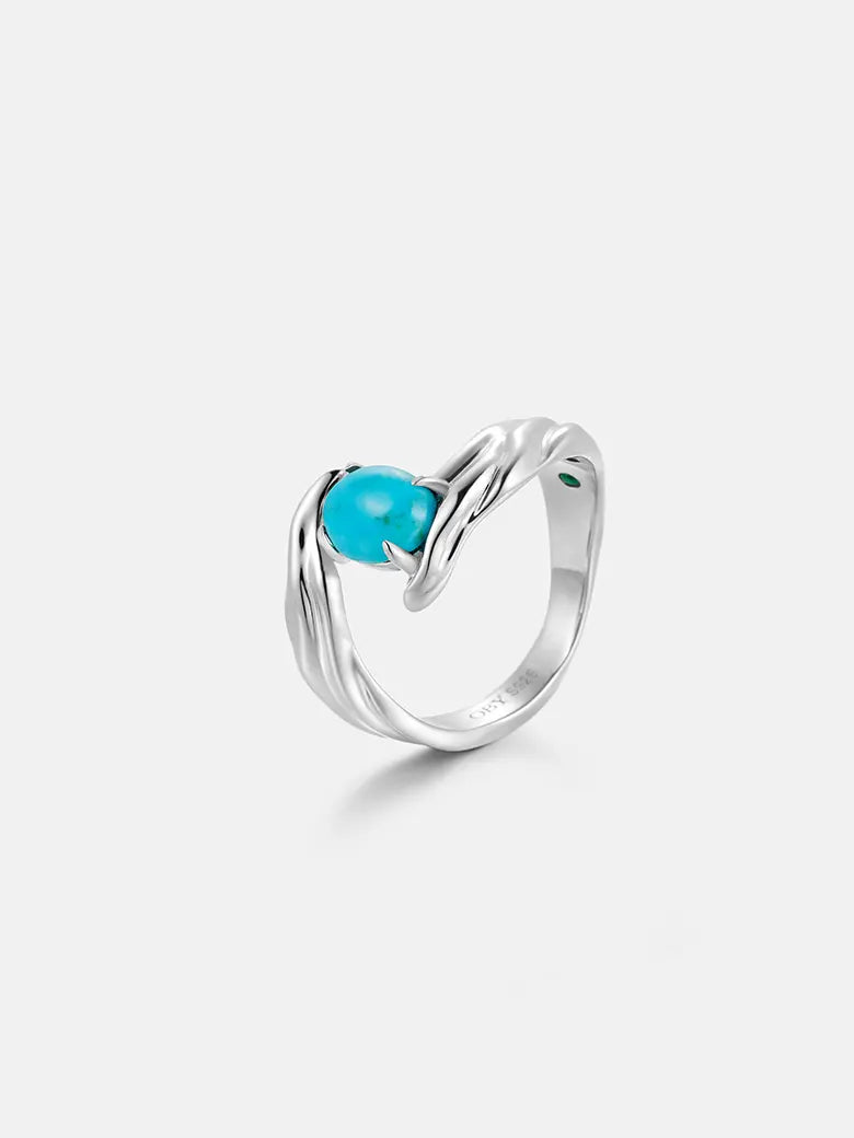 Turquoise Texture Open Ring